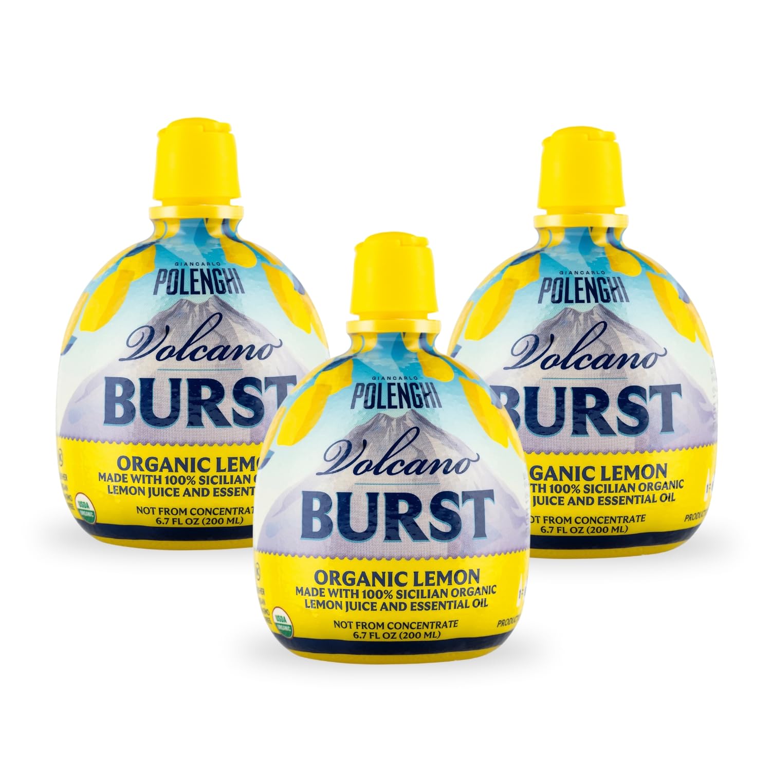Italian Volcano front packaging showing 6.7 oz bottle and organic label for convenience