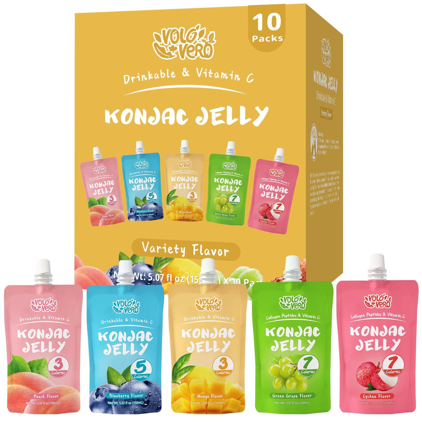 VOLO VERO front packaging showing 10-pouch variety pack and flavors for convenience