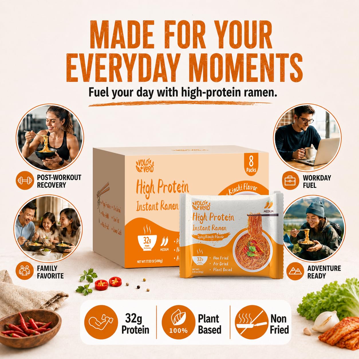 VOLO VERO lifestyle kitchen setup portraying quick healthy meal prep