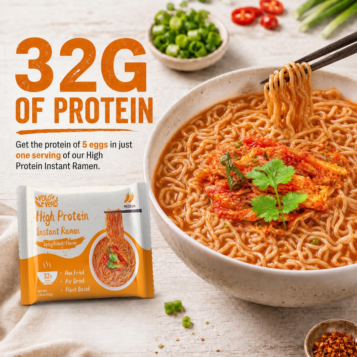 VOLO VERO noodle texture close-up highlighting firm, chewy strands