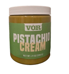 VOR pistachio cream jar front view showing label and premium packaging benefit