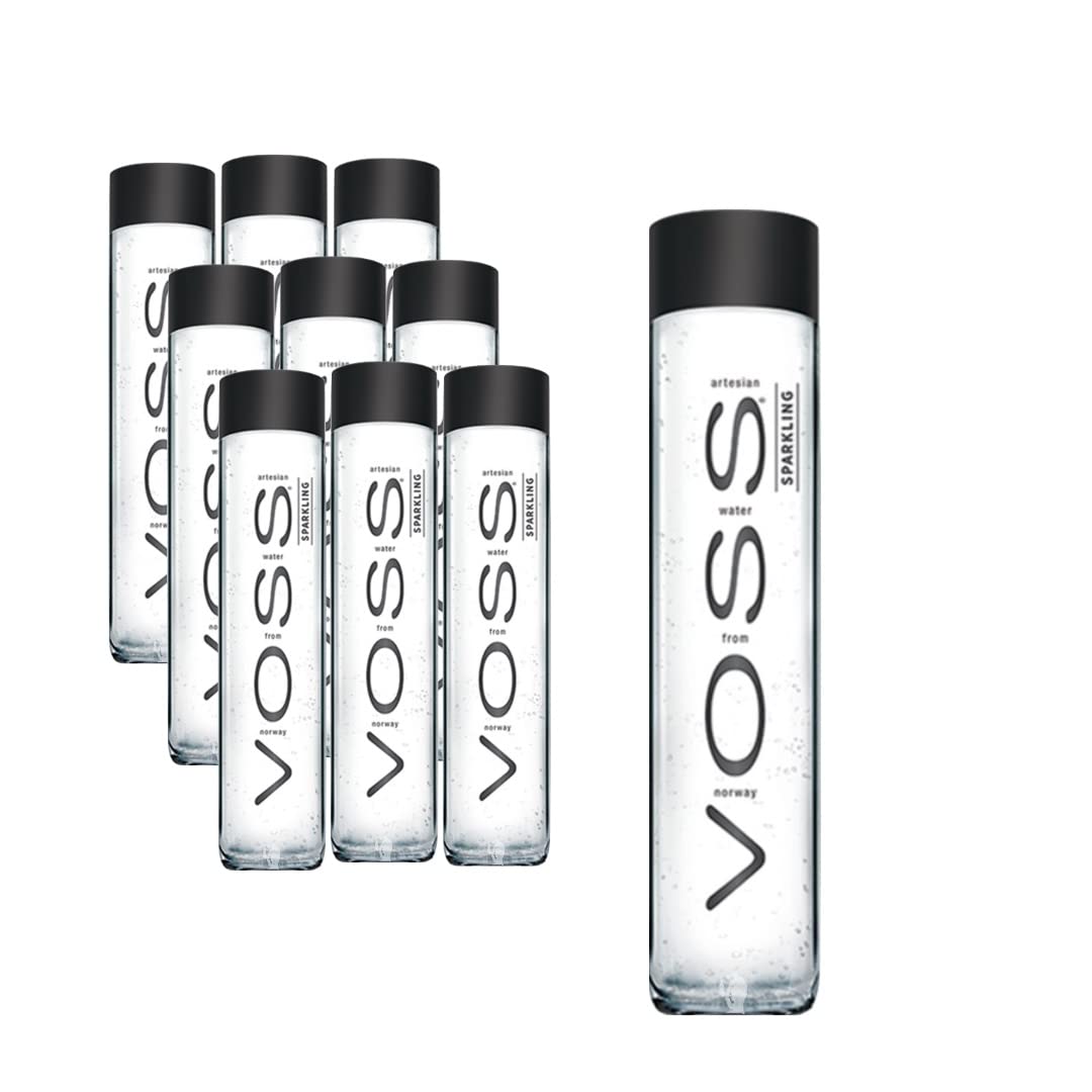 VOSS 375ml glass front packaging showing elegant bottle and purity benefit