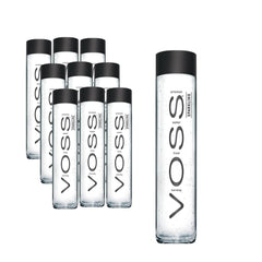 VOSS 375ml glass front packaging showing elegant bottle and purity benefit
