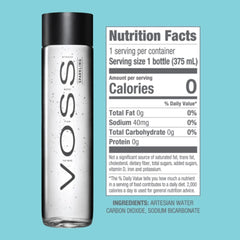 VOSS label and cap detail showing branding and preservative benefit