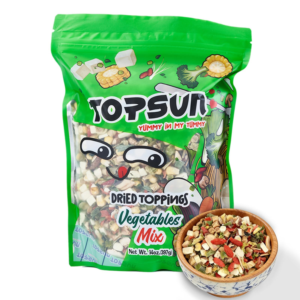 vSlice front of bag showing product branding and 14oz size, convenient pantry upgrade