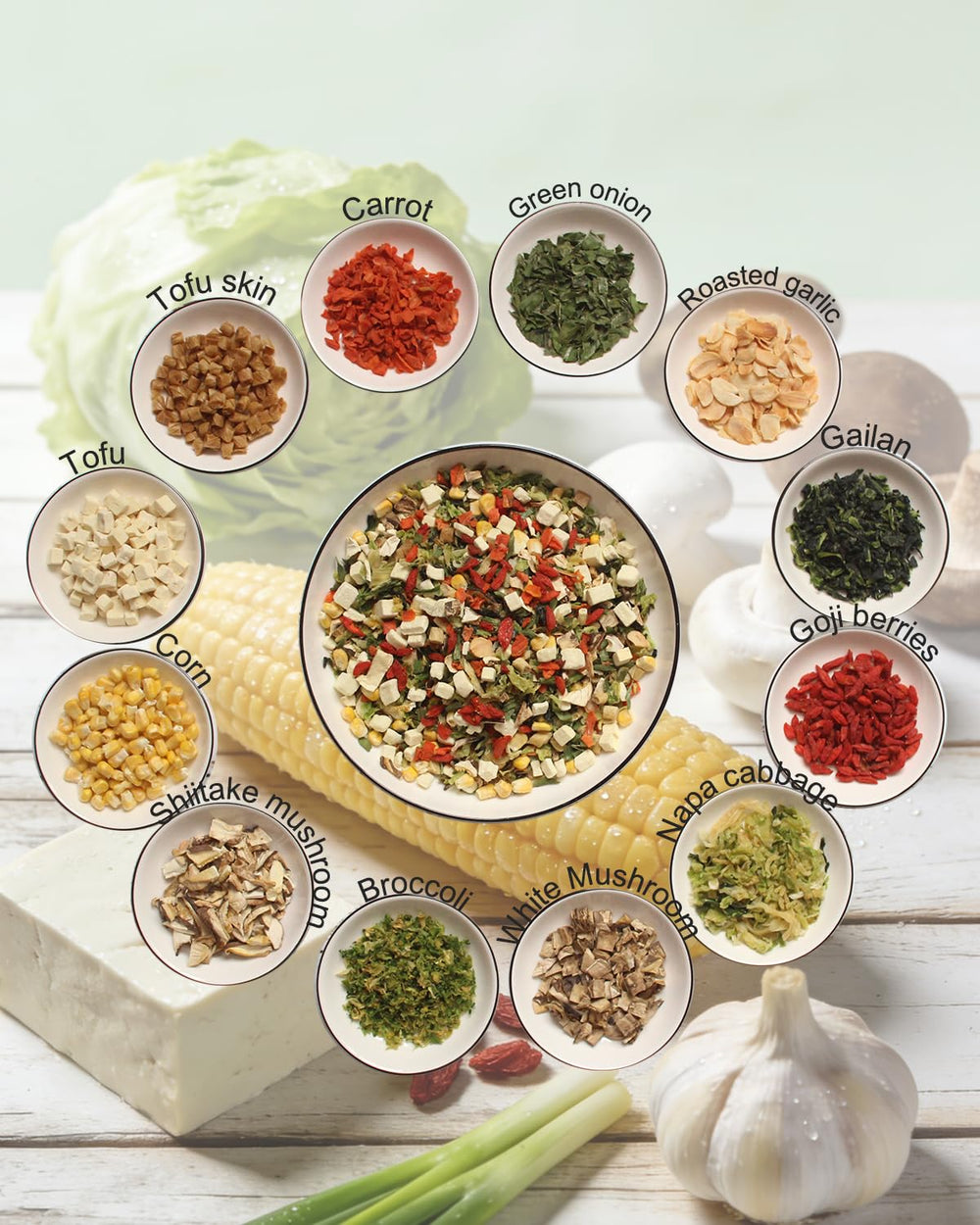 vSlice ingredients spread displaying mixed vegetables and mushrooms for versatile use