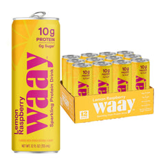WAAY front can showing lemon raspberry branding and slim design for portability