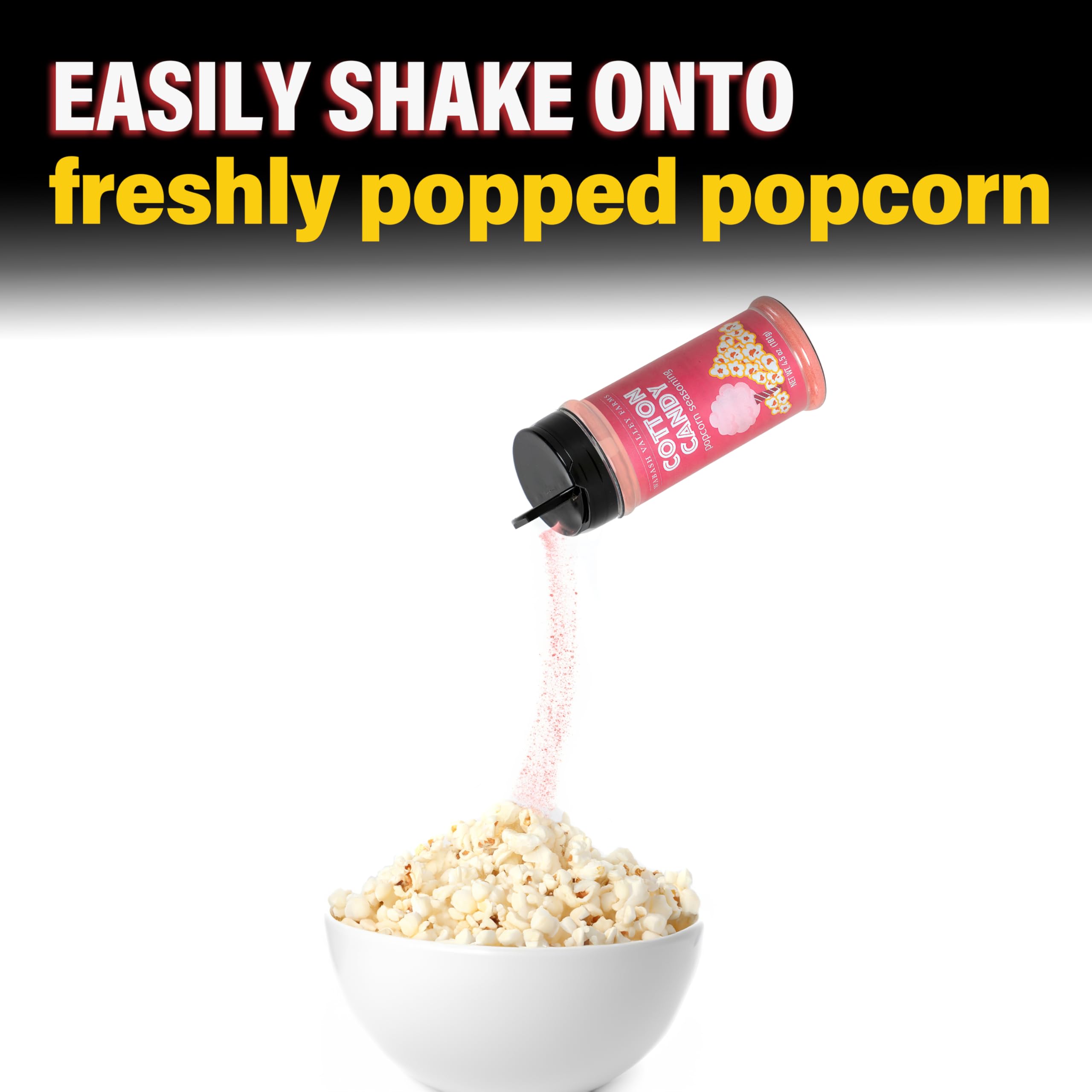 Wabash Valley Farms bottle beside popcorn kernels for scale and pantry-ready benefit