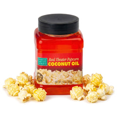 Wabash Valley Farms front label view showing butter flavored popcorn oil benefit