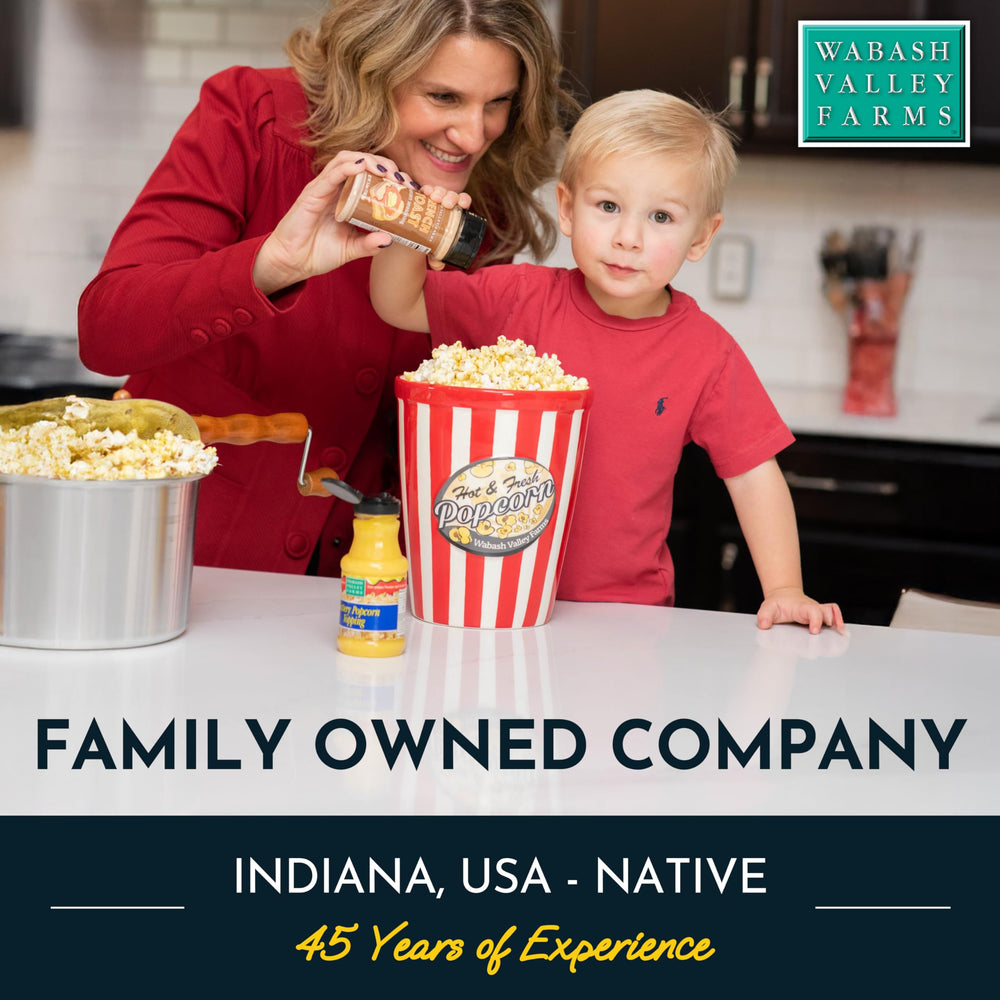 movie-night bowl of popcorn with Wabash Valley Farms oil creating classic theater taste