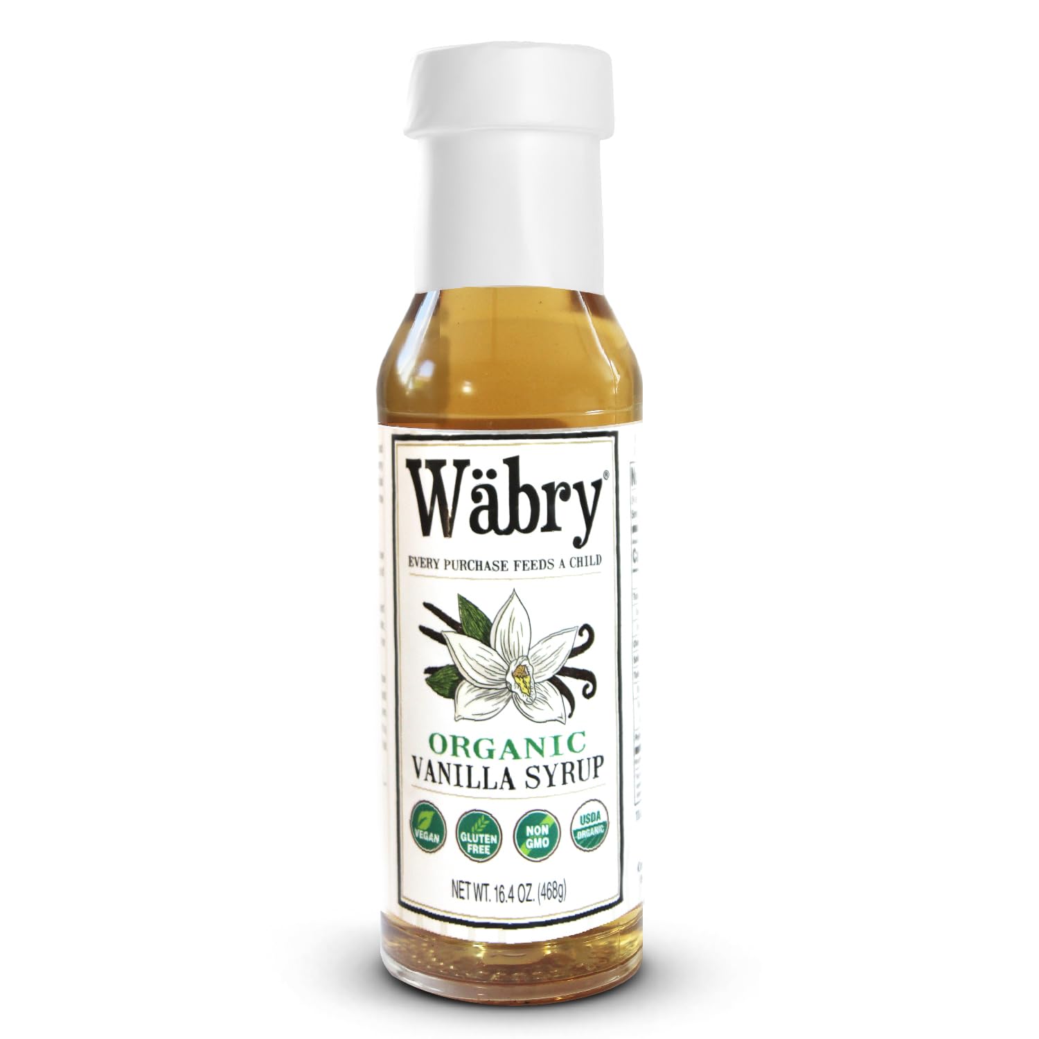 Wäbry front bottle showing label and size, highlights organic benefits