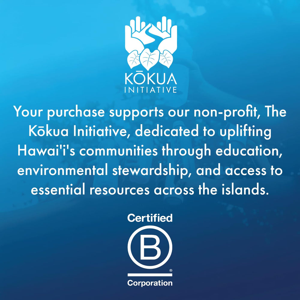 Waiakea bottle held in hand showing 500ml scale and portable hydration benefit