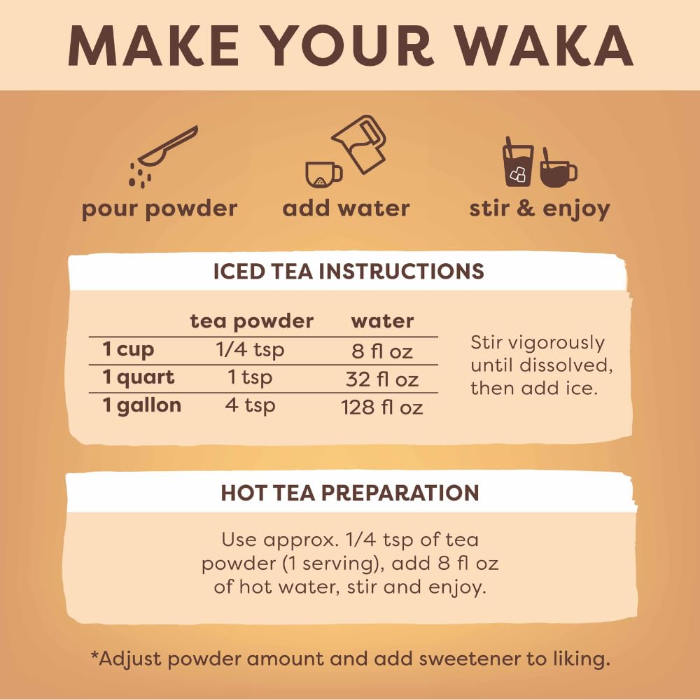 Tall glass of Waka iced green tea with ice, refreshing cold beverage ready