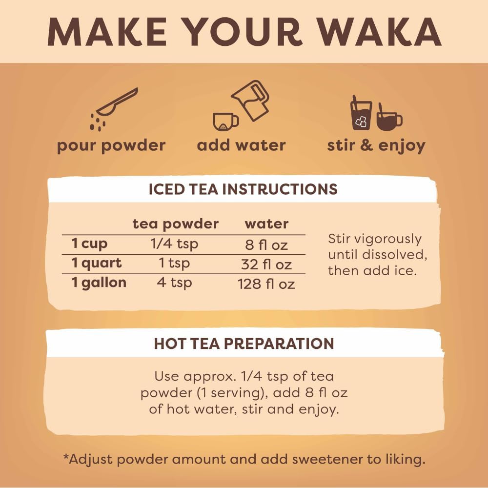 Waka tea powder dissolving in glass for quick convenience