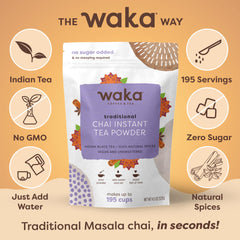 Waka Coffee close-up of fine chai powder texture highlighting real spices