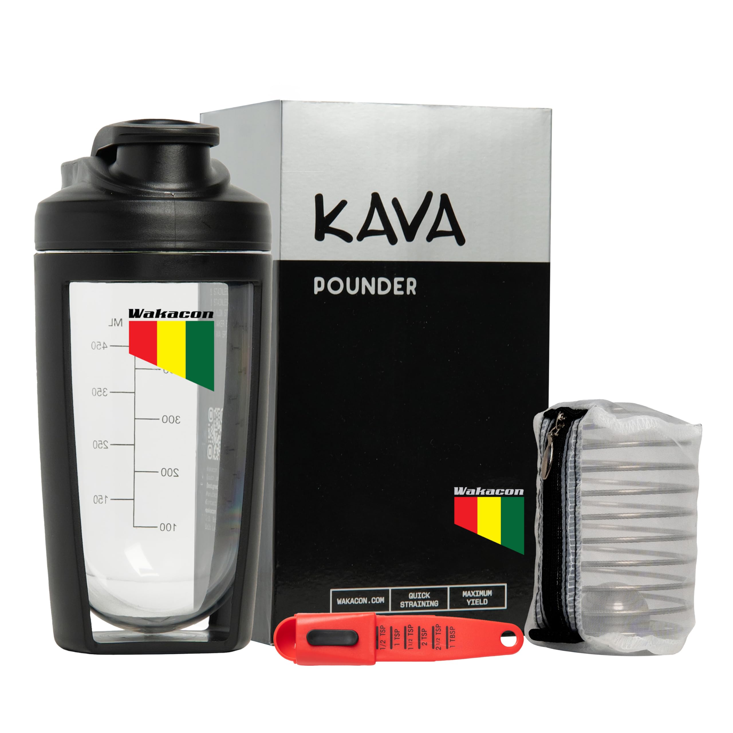 Wakacon front view of Kava Pounder showing compact all-in-one design benefits