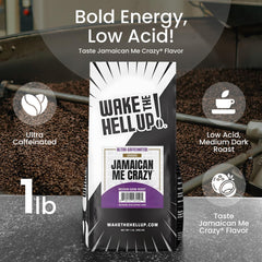 Wake The Hell Up! close-up of ground coffee texture highlighting rich grind and roast for fuller flavor