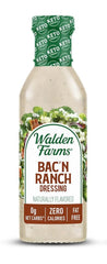Walden Farms Bac’n Ranch front label showing product name and 12 oz bottle