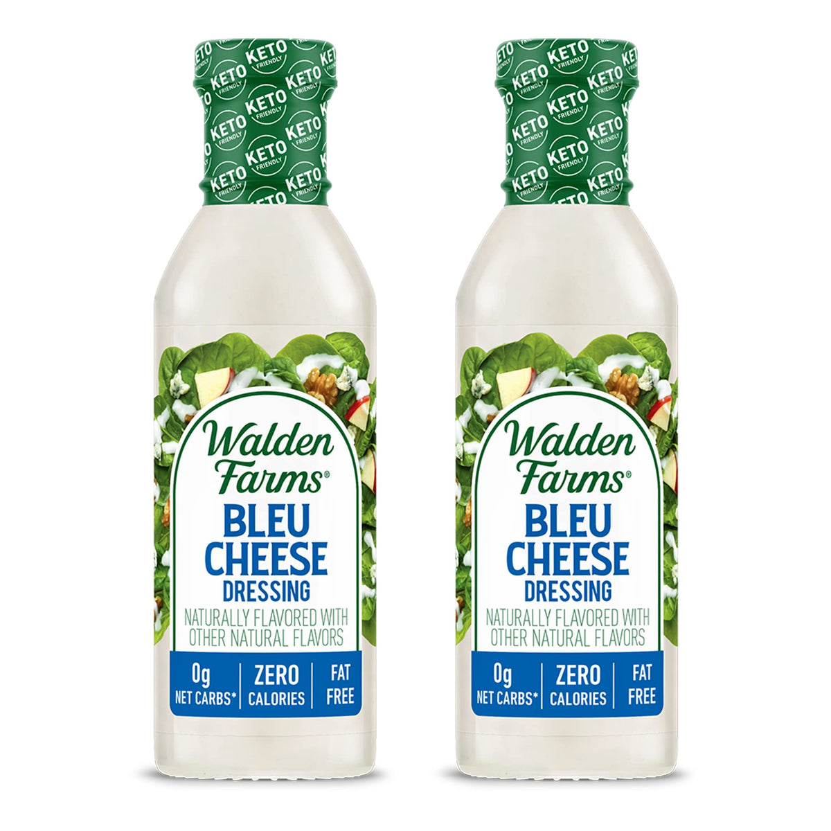 Walden Farms front packaging showing bold bleu cheese flavor and calorie-free benefit