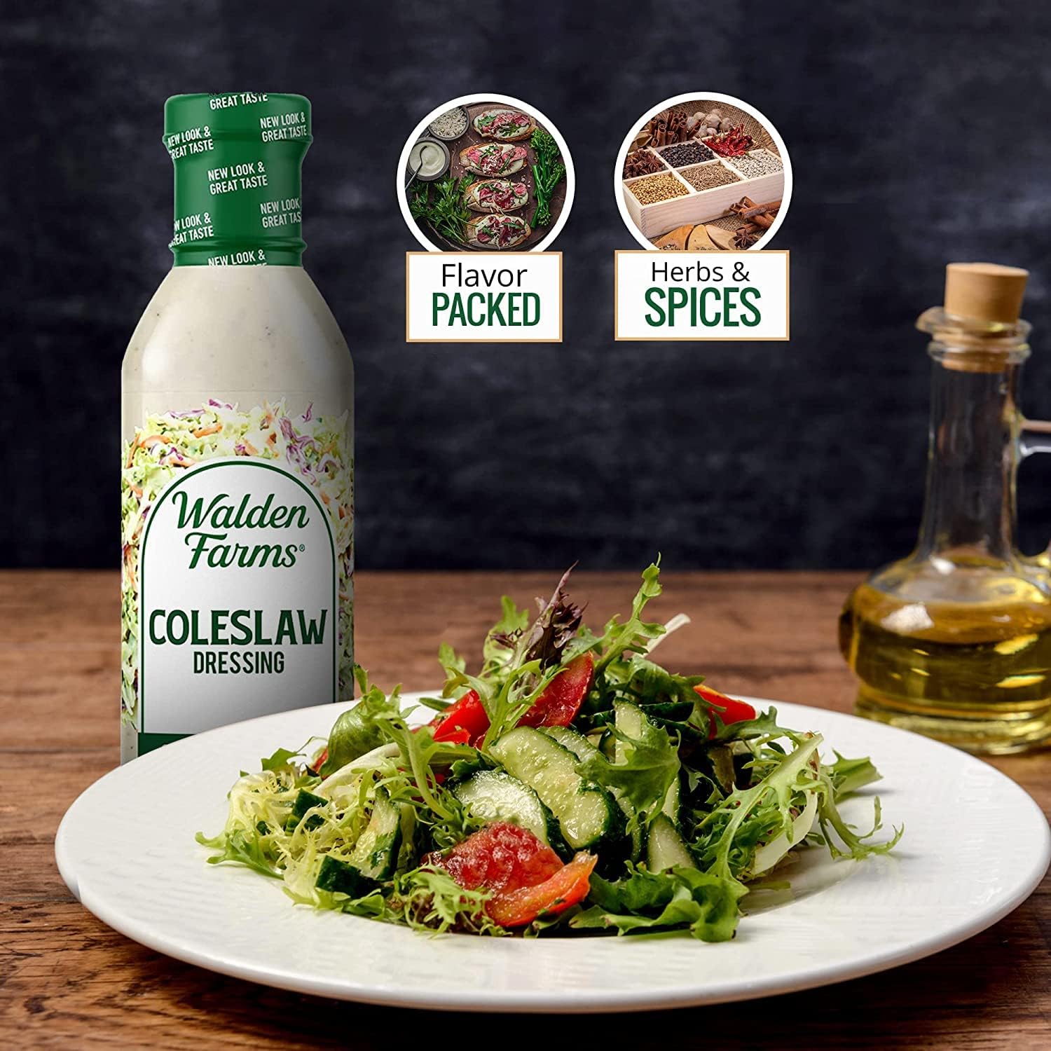 Walden Farms dressing tossed with shredded cabbage demonstrating keto-friendly taste