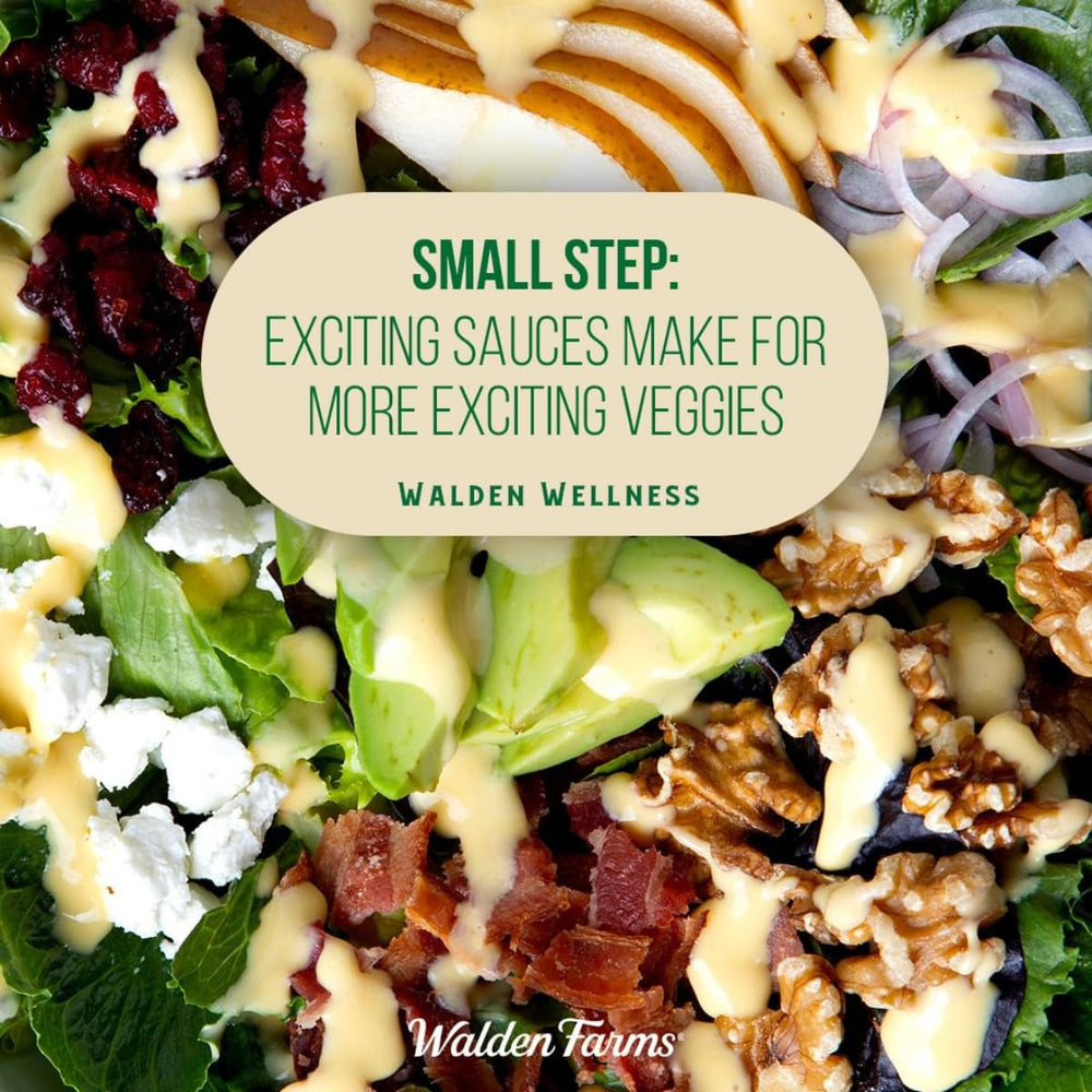 Walden Farms label close-up highlighting organic Dijon and clean ingredients benefit
