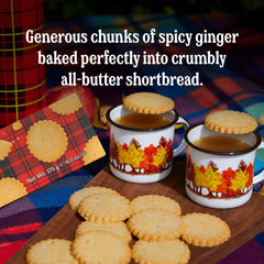 Walkers cookie close-up with visible ginger pieces for bold spicy flavor