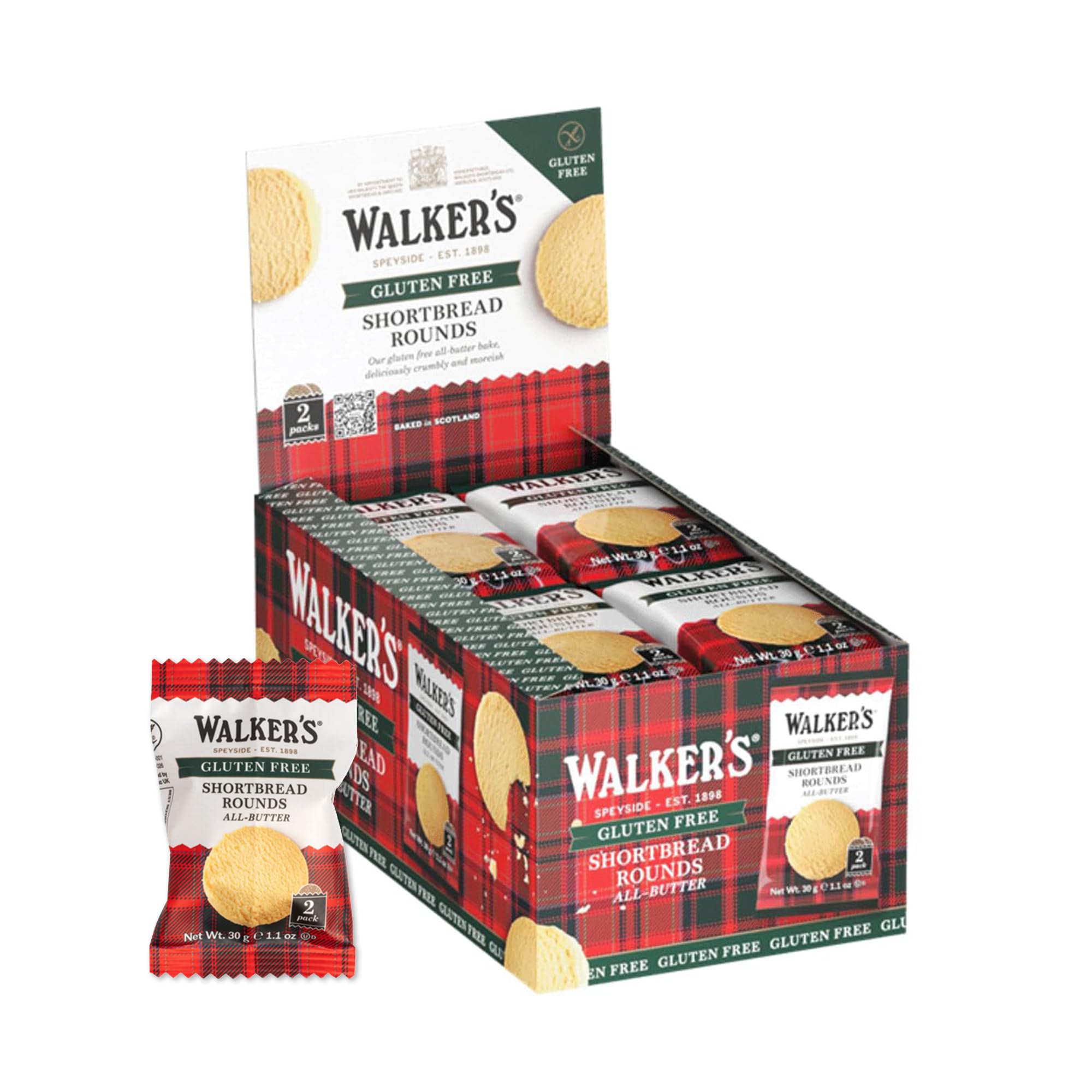 Walker's front packaging display box showing brand and pack count for easy storage