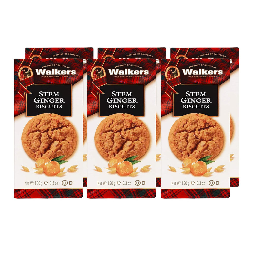Walkers front packaging showing stem ginger biscuits and heritage branding for easy recognition