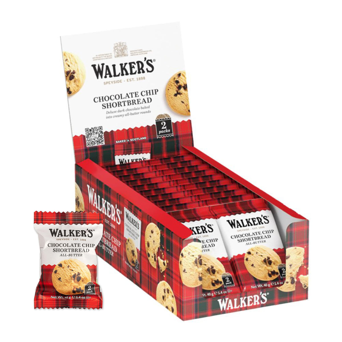 Walkers front packaging showing 20 snack packs and tartan branding for easy gifting