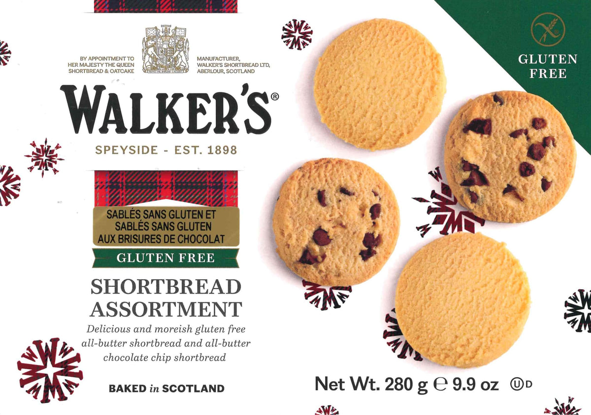 Walker's front packaging showing festive box and gluten-free label, great for gifting