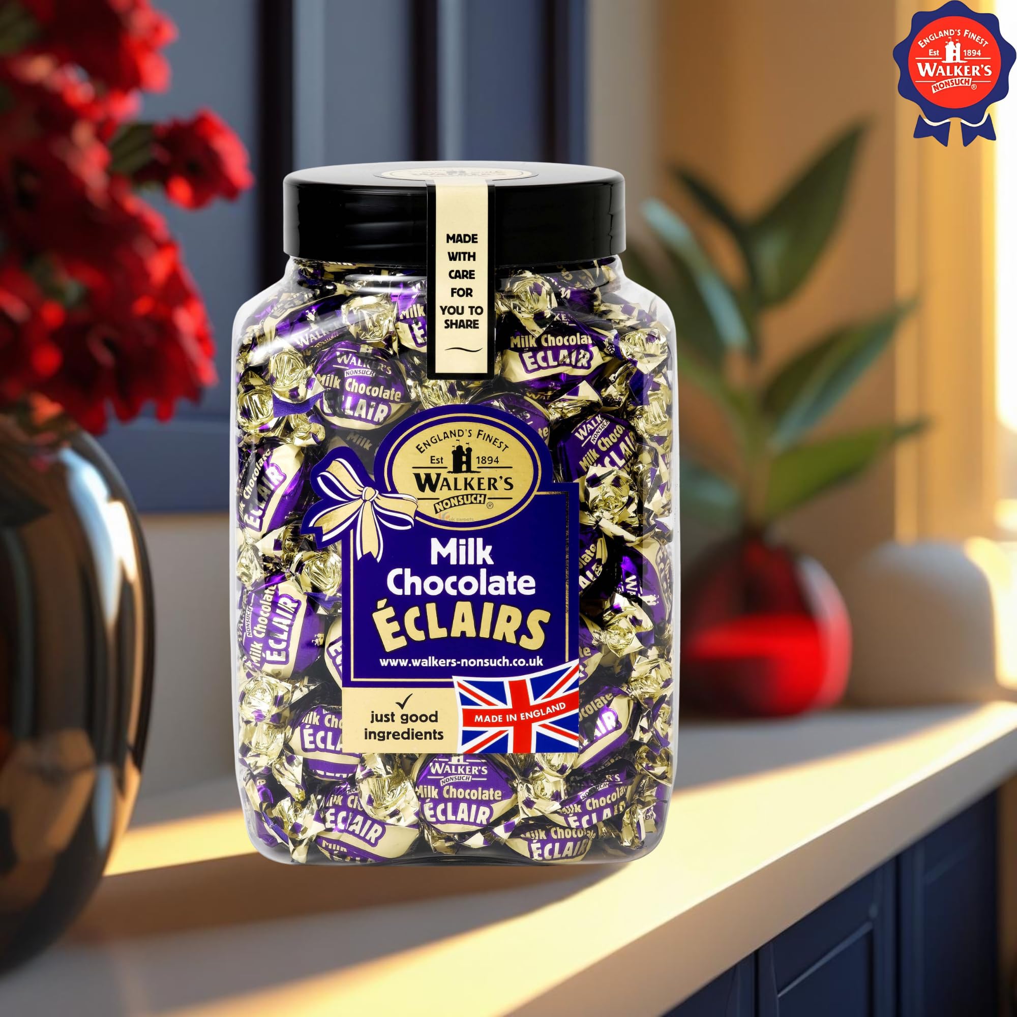 Walkers' Nonsuch label detail highlighting British handcrafted recipe and authenticity benefit