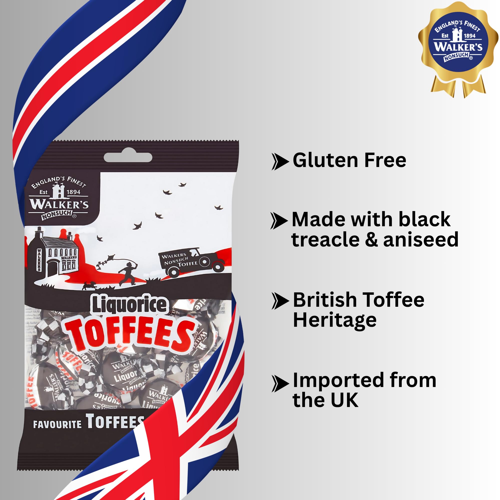 Walkers' Nonsuch open bag with toffees spilling, showing portion convenience