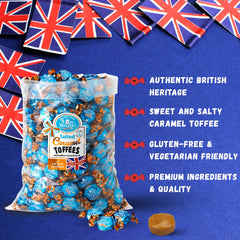 Hand holding a Walkers' Nonsuch toffee showing size and chew benefit