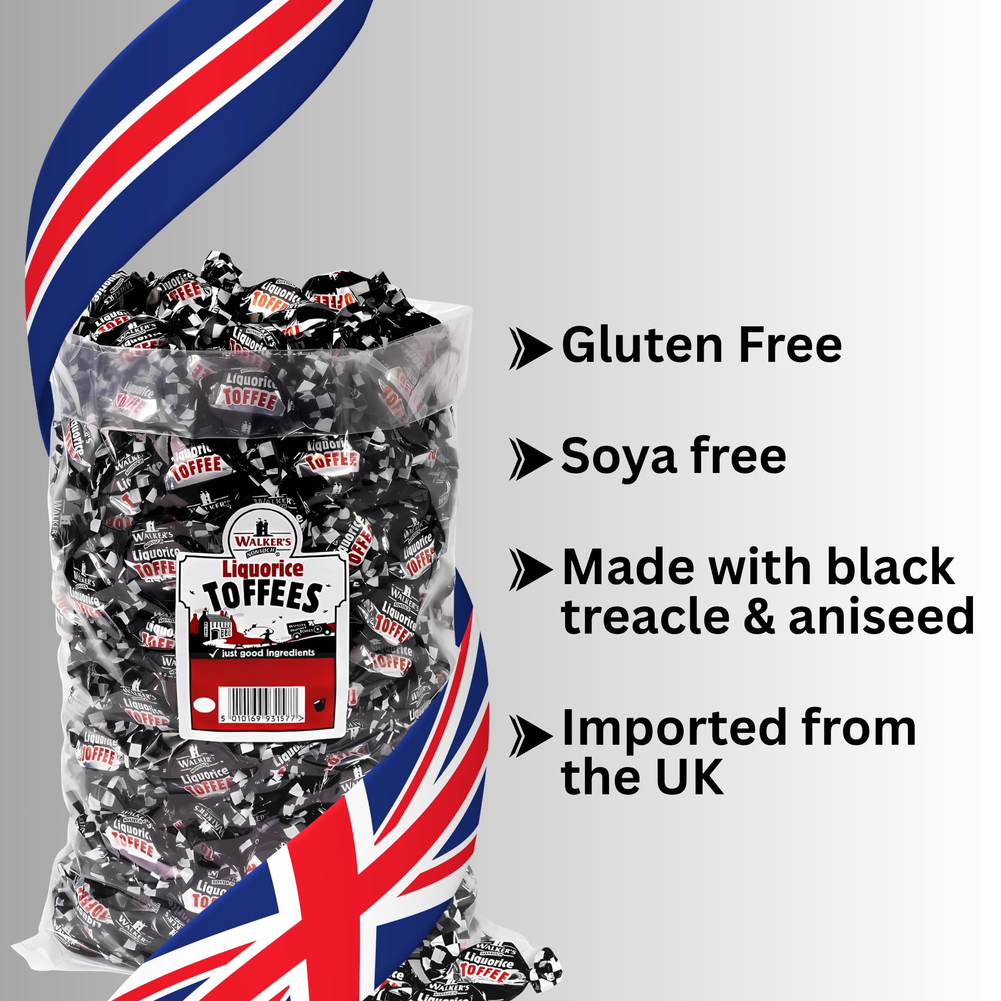 Walkers' Nonsuch unwrapped toffee piece highlighting rich licorice taste