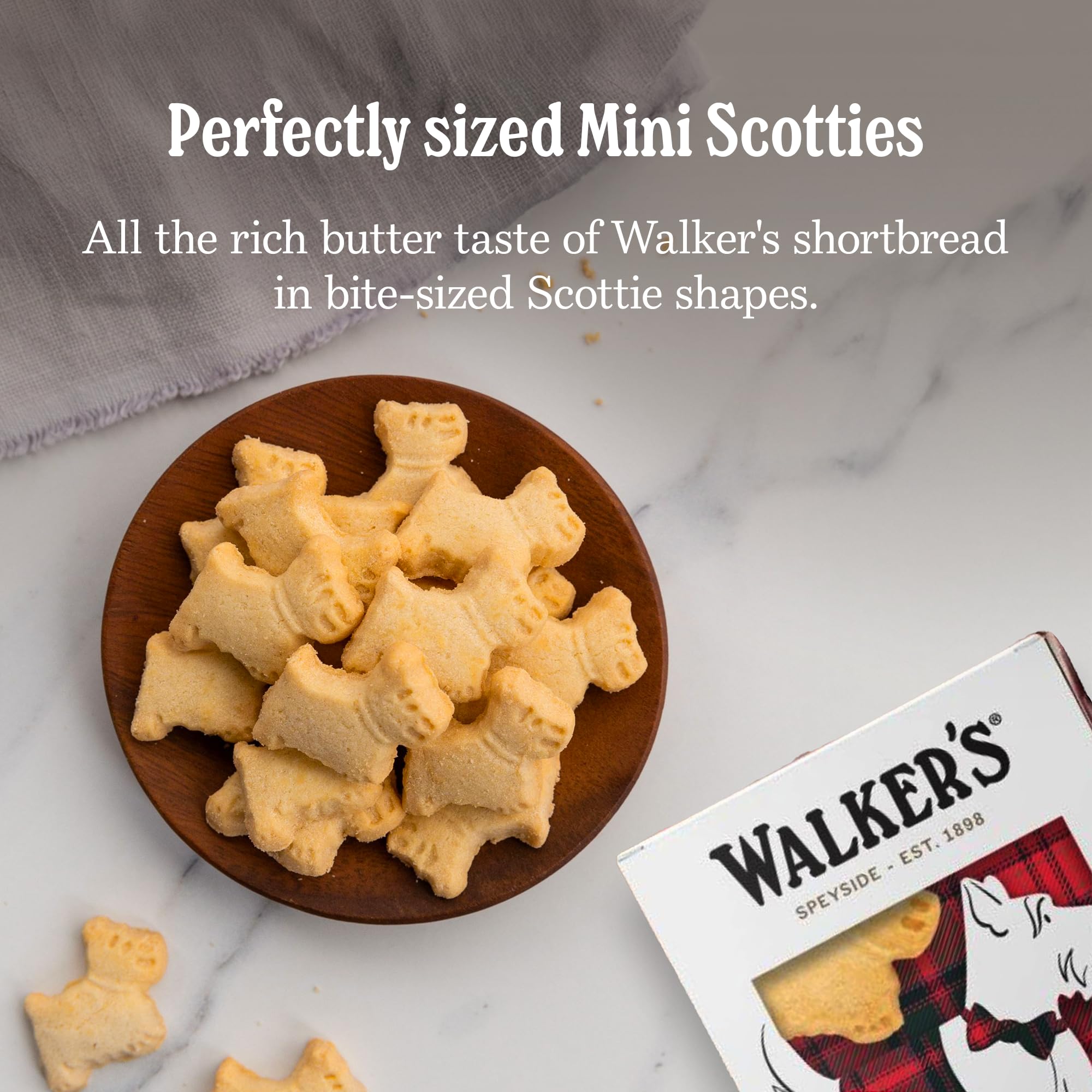 Walkers individually wrapped mini shortbreads inside box for convenient portioned freshness