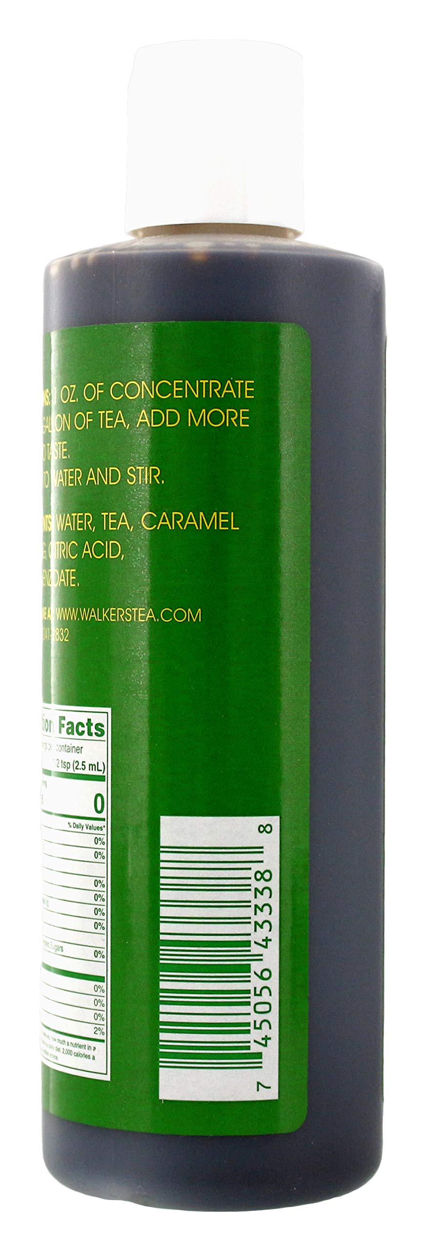Walker's Tea decaffeinated concentrate mixed in pitcher with ice, demonstrates ready-to-serve convenience
