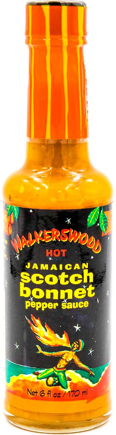 WALKERSWOOD front bottle showing label and fiery heat for bold flavor
