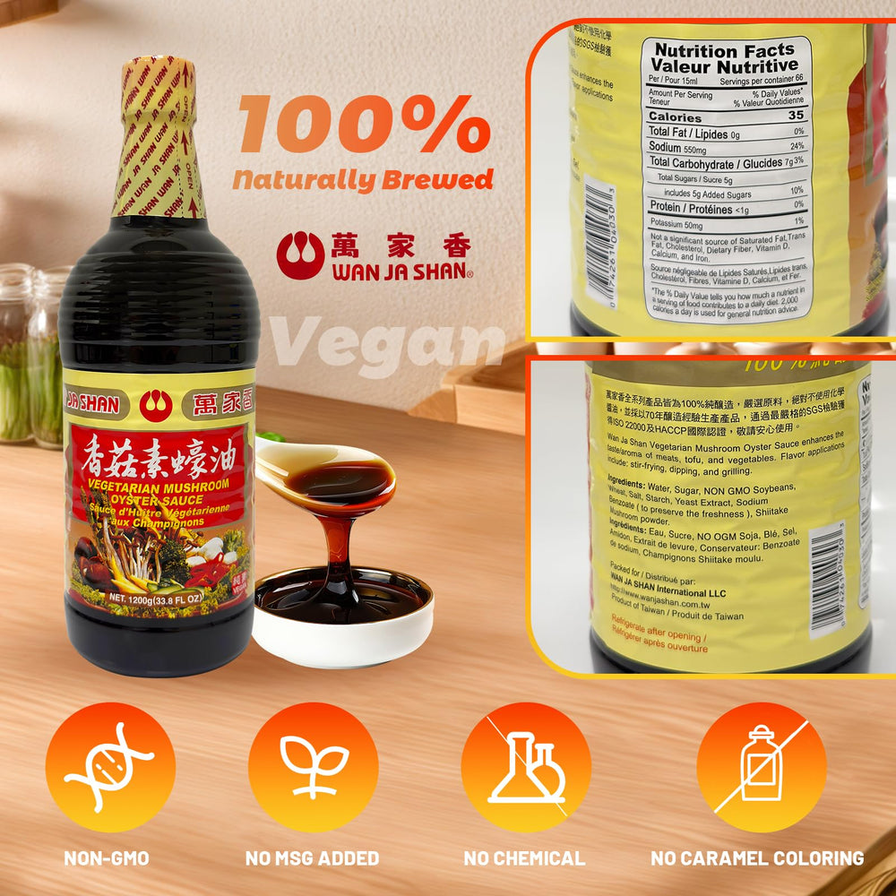 Wan Ja Shan bottle held in hand showing large 33.8oz size