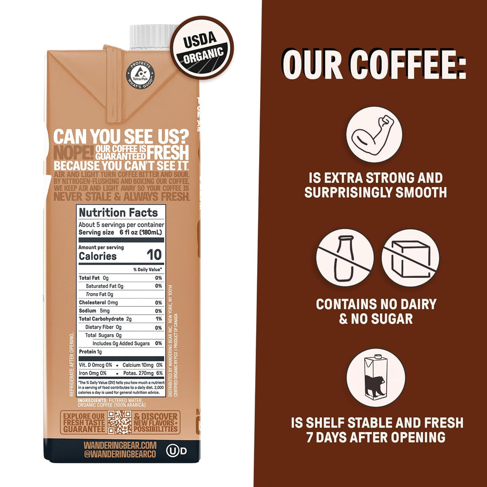 Wandering Bear carton spout reseal detail showing easy pouring and freshness retention