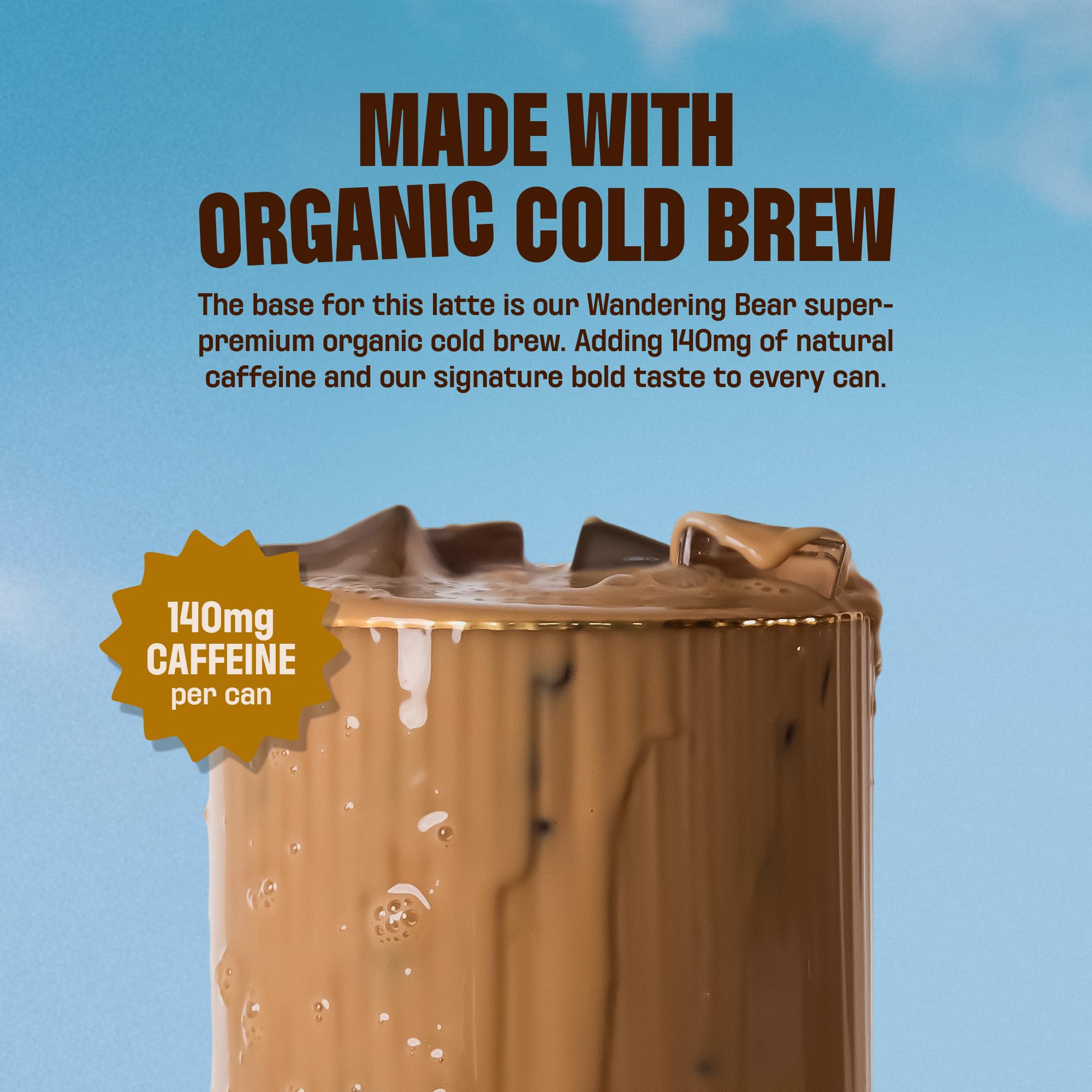 Wandering Bear cold brew beans and milk ingredients emphasizing real coffee base