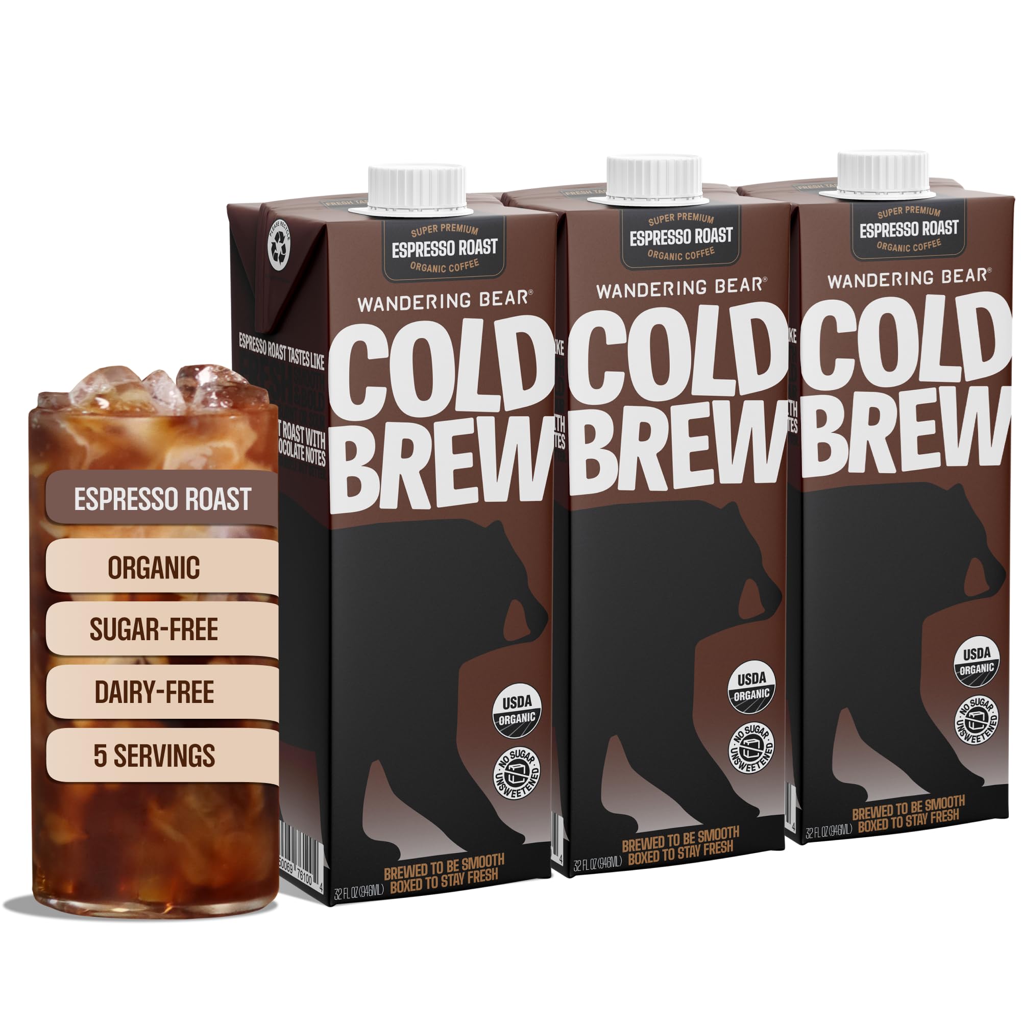 Wandering Bear front packaging showing bold espresso roast benefits