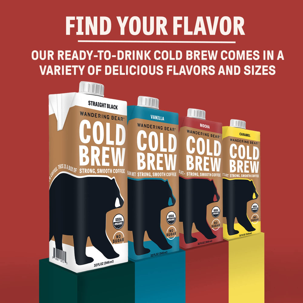 Wandering Bear carton beside glass for size comparison and portion planning