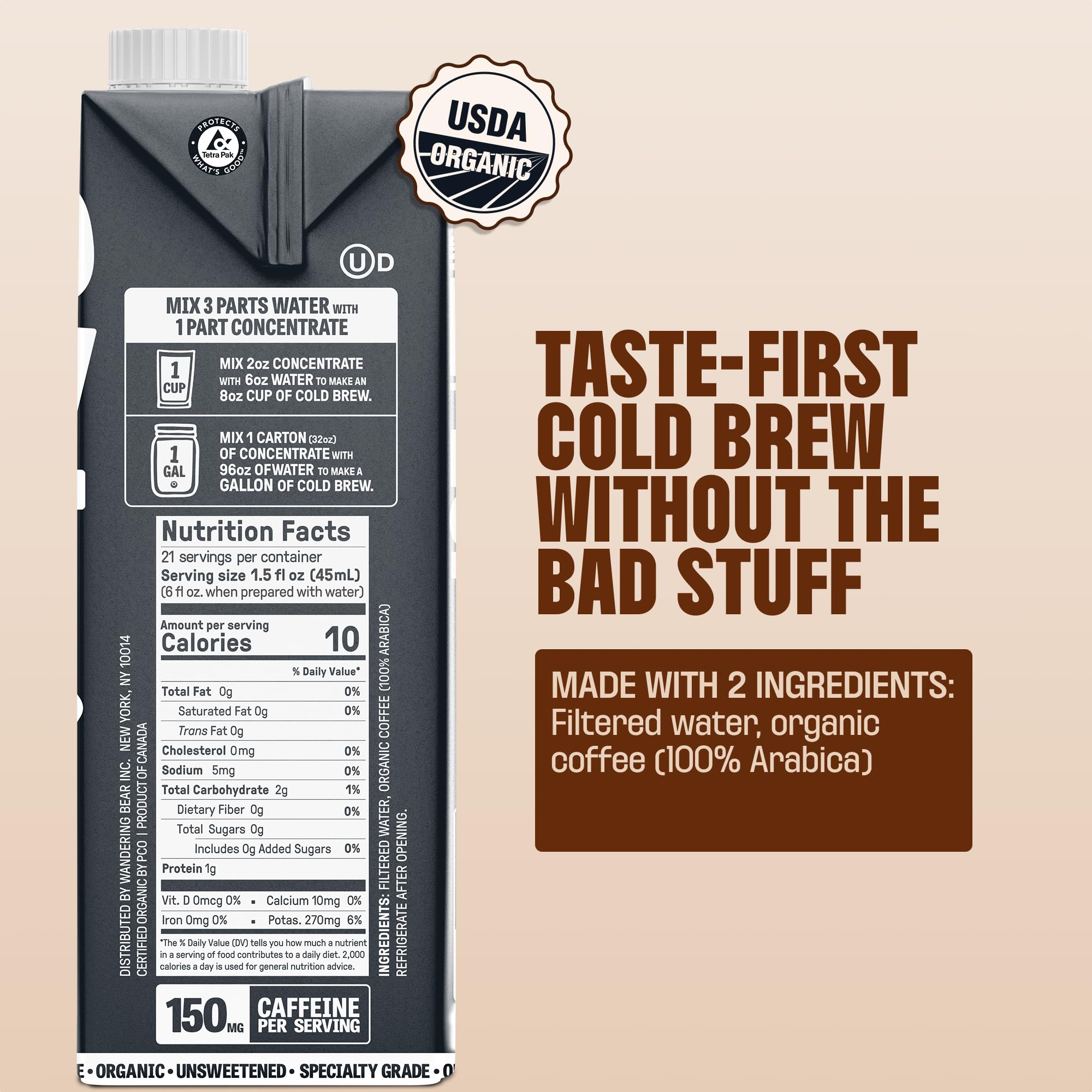 Wandering Bear concentrate being poured from box spout to highlight simple serving preparation