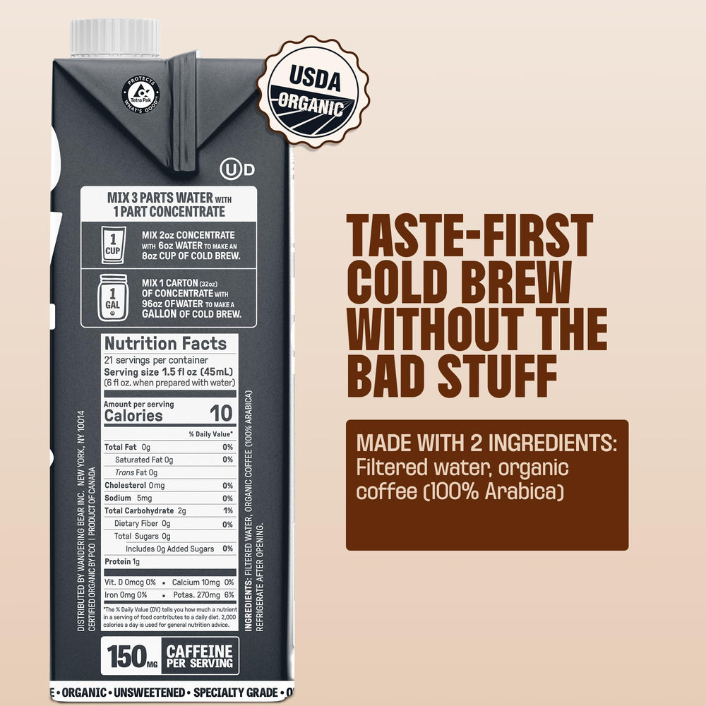 Wandering Bear concentrate being poured from box spout to highlight simple serving preparation