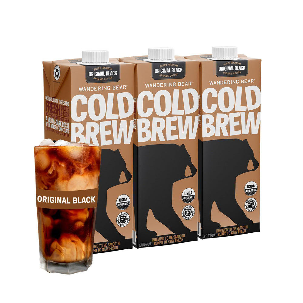 Wandering Bear front packaging showing 32 fl oz carton and bold label for convenience