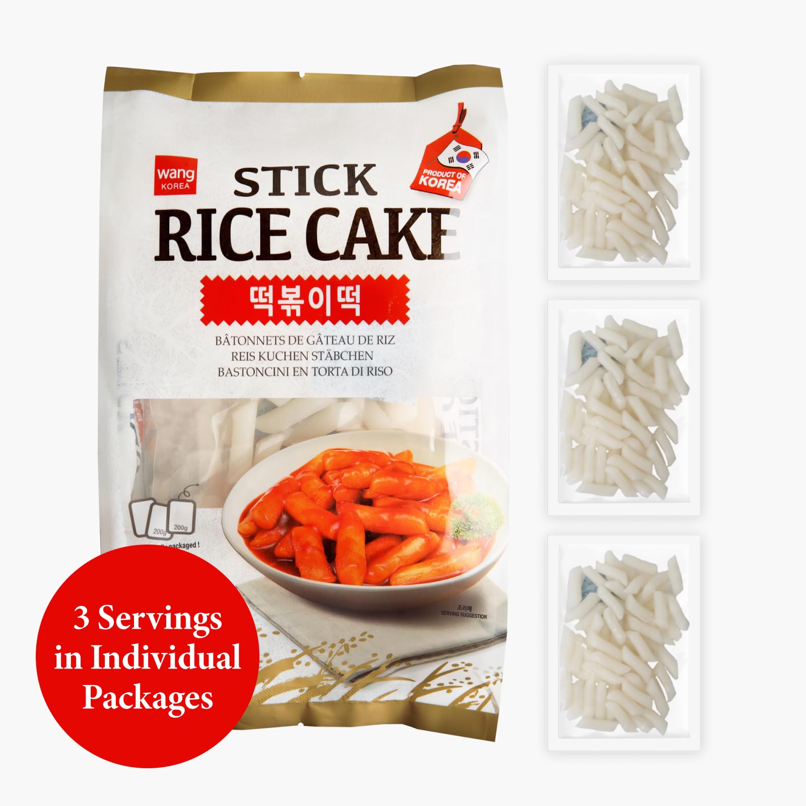 Wang rice cakes simmering in spicy sauce demonstrating sauce absorption