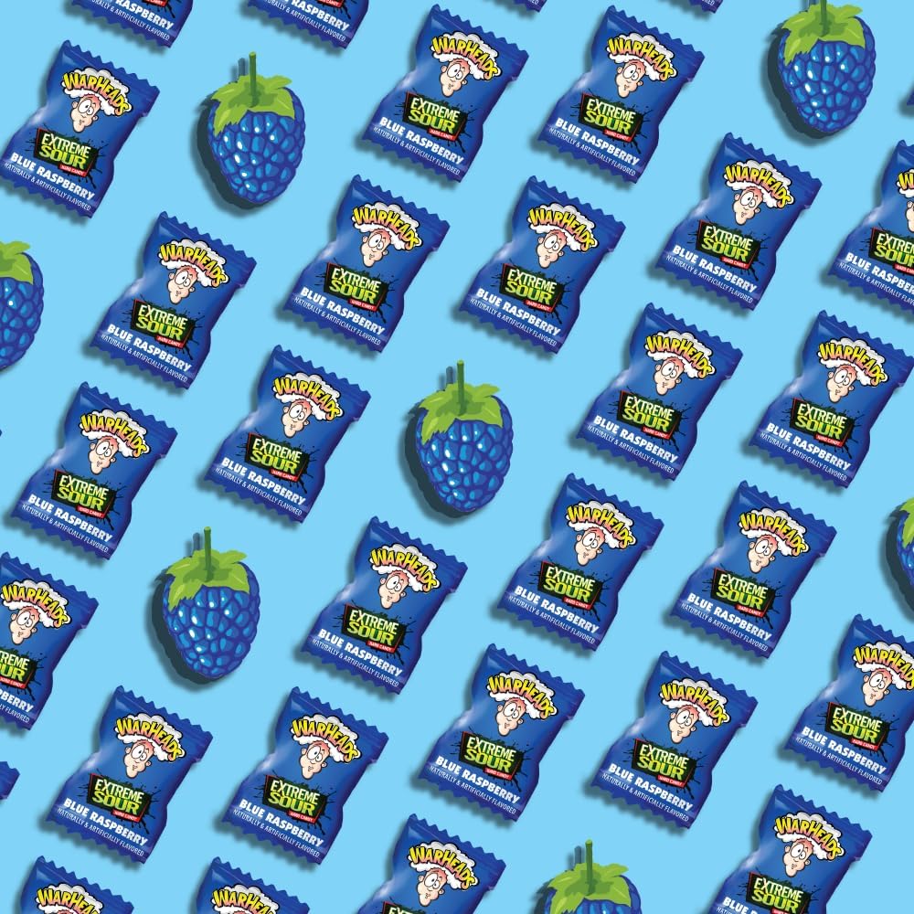 Warheads candy cross-section revealing sweet blue raspberry center for balanced flavor contrast