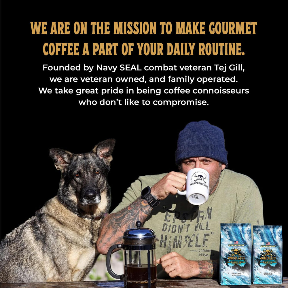 Warpath Coffee outdoor camp brewing scene with Mariner's Blend for rugged convenience