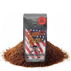 Warpath Coffee front packaging showing Summer Blend and bold branding for shelf appeal