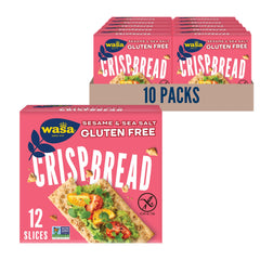Wasa front packaging showing gluten-free sesame crispbread and convenience